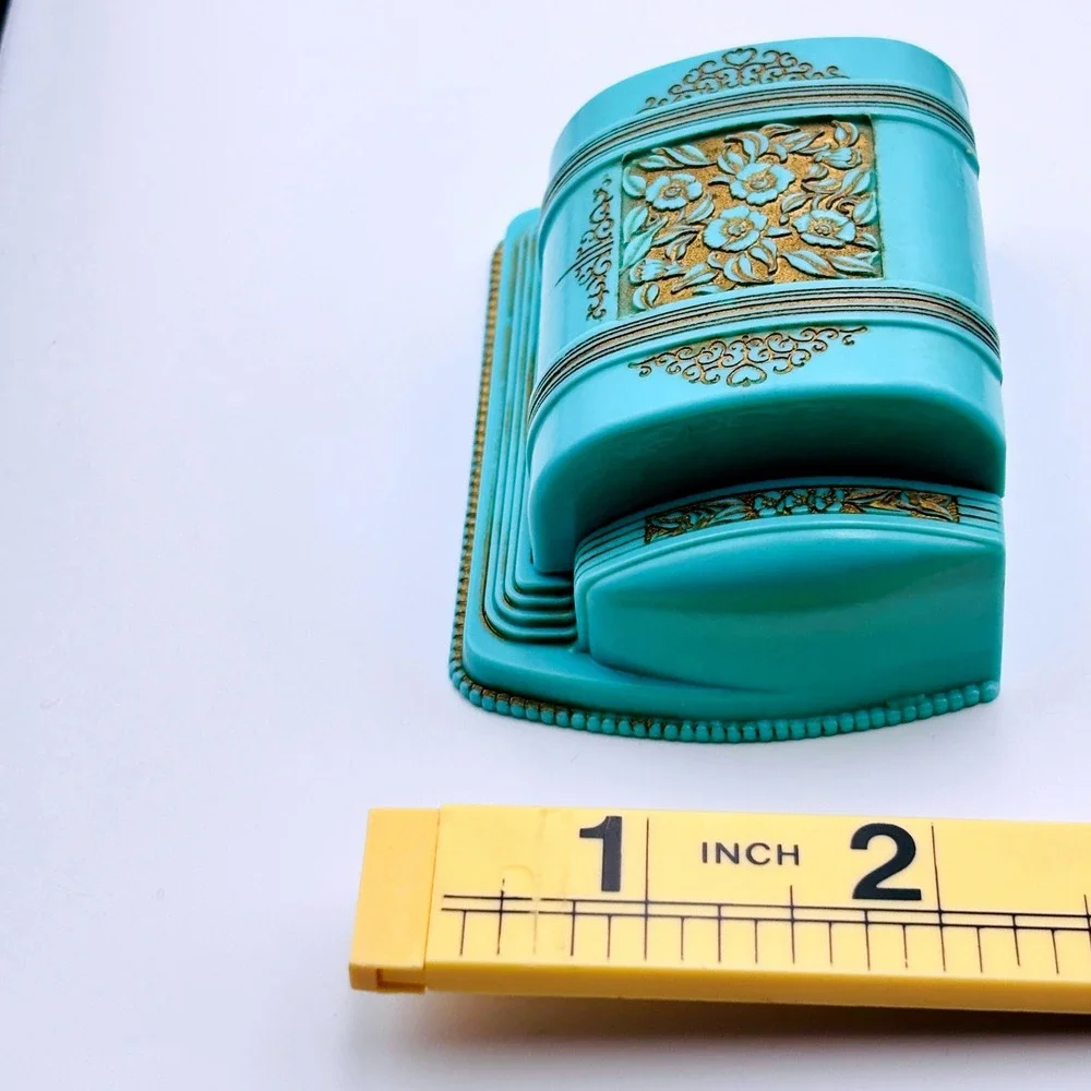 Vintage Dunn's Art Deco Turquoise Gold Floral Ring Box Kansas City MO 1930s